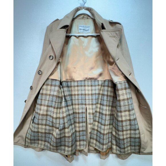 Vintage Stratojac Strato-Suede Mens Flannel Trench Coat Size 46 Beige Pockets - Picture 3 of 15